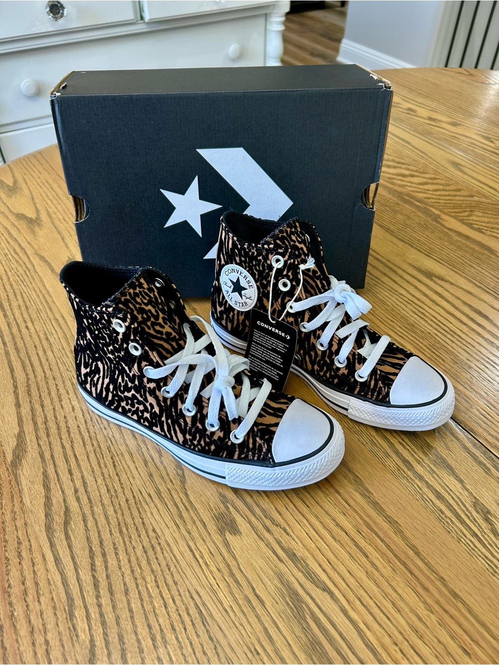 Converse Chuck Taylor Animal Print Adult High Top Sneakers, size 5 & size 6.5